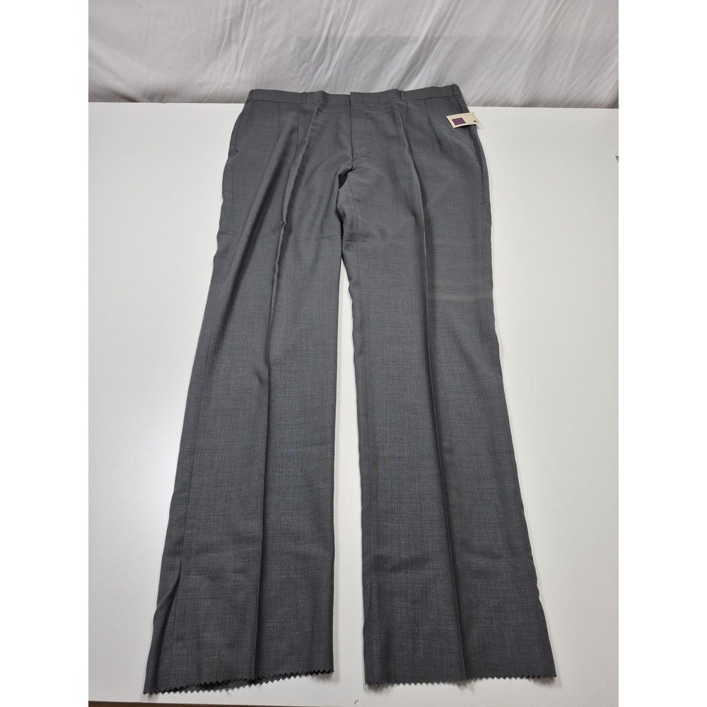 VTG Racquet Club Dress Pants Mens 44x36 Gray Wool Pleated Straight Unhemmed USA
